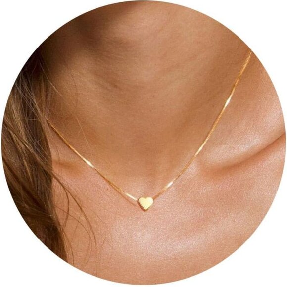 Jewelry - Gold Heart Necklaces for Women 14k Gold Plated Pendant Necklace Simple Cute Neck